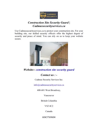 Construction Site Security Guard Cadmussecurityservices.ca