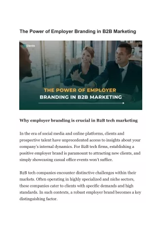 The Power of Employer Branding in B2B Marketing