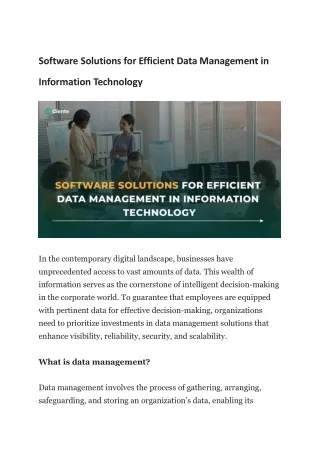 Software Solutions for Efficient Data Management in Information Technology