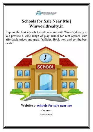 Schools for Sale Near Me | Winworldrealty.in