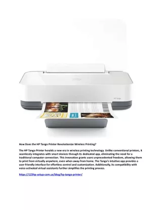 How Does the HP Tango Printer Revolutionize Wireless Printing