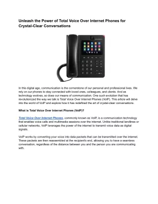 Unleash the Power of Total Voice Over Internet Phones for Crystal-Clear Conversations