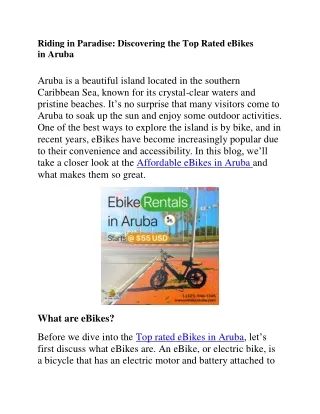 Ebike Rentals Aruba: Explore the Island with Electric Bike Adventures