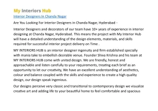 Interior Designers In Chanda Nagar