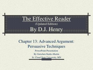 The Effective Reader (Updated Edition) By D.J. Henry