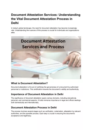 Understanding the Vital Document Attestation Process in Delhi