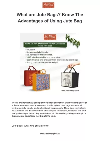 What are Jute Bags_ Know The Advantages of Using Jute Bag