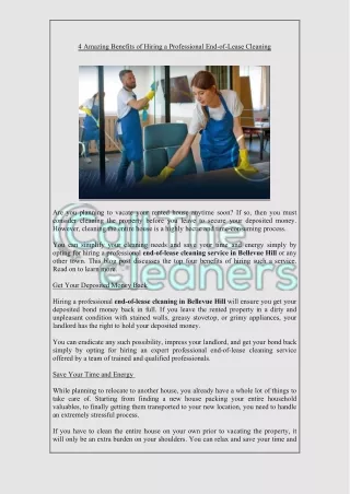 4 Amazing Benefits of Hiring a Professional End-of-Lease Cleaning