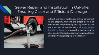 Sewer Repair and Installation in Oakville