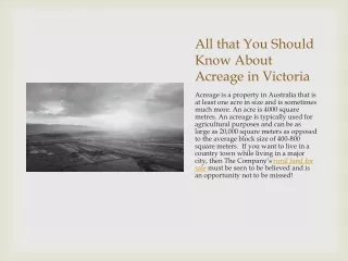 All that You Should Know About Acreage in victoria