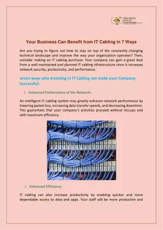 Your Business Can Benefit from IT Cabling in 7 Ways