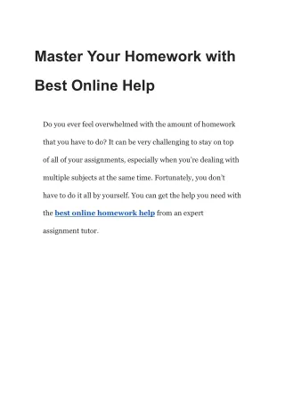 Master Your Homework with Best Online Help