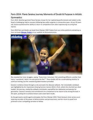 Paris 2024 Flavia Saraiva Journey Moments of Doubt & Purpose in Artistic Gymnastics