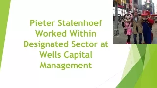 Pieter Stalenhoef Worked Within Designated Sector at Wells Capital Management