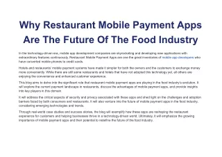 Why Restaurant Mobile Payment Apps Are The Future Of The Food Industry