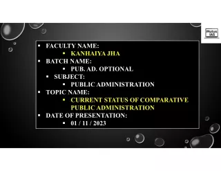 CURRENT STATUS OF COMPARATIVE PUBLIC ADMINISTRATION