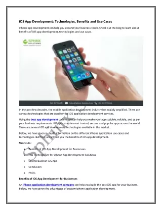 iOS App Development Technologies Benefits and Use Cases