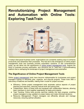 Revolutionizing Project Management and Automation with Online Tools