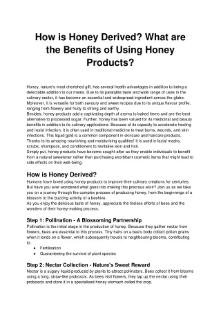 How is Honey Derived_What are the Benefits of Using Honey Products