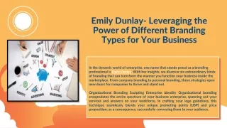 Emily Dunlay- Leveraging the Power of Different Branding Types for Your Business