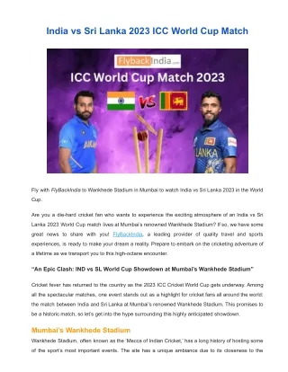 India vs Sri Lanka 2023