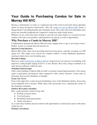 Your Guide to Purchasing Condos for Sale in Murray Hill, NYC