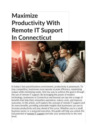 Maximize Productivity With Remote IT Support In Connecticut