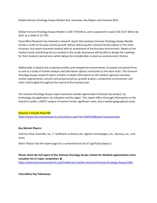 Immuno Oncology Assays Market