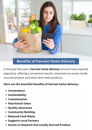 Benefits of Harvest Home Delivery