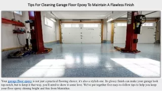 Tips For Clеaning Garagе Floor Epoxy To Maintain A Flawlеss Finish