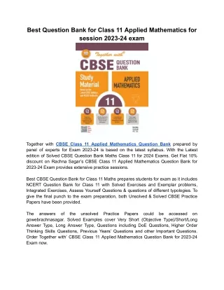 Together with CBSE Question Bank for Class 11 Maths