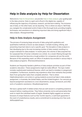 Help in Data analysis by Help for Dissertation