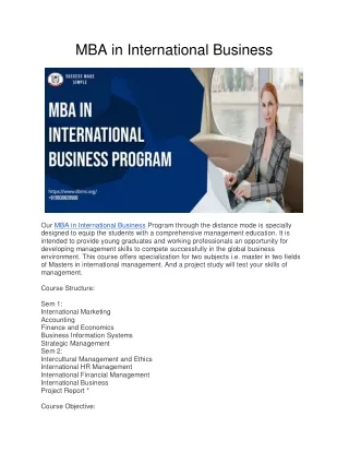 MBA in International Business pdf.