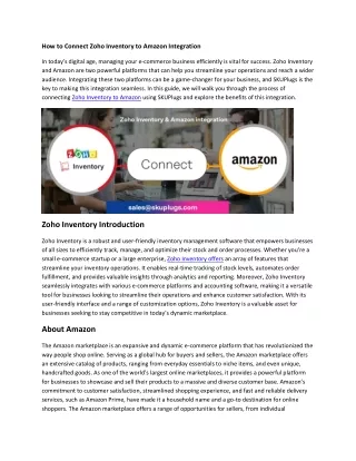 How to Connect Zoho Inventory to Amazon Integration