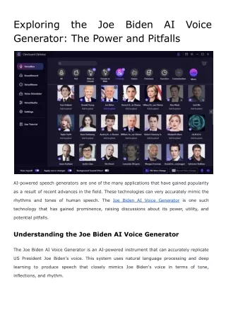 Exploring the Joe Biden AI Voice Generator_ The Power and Pitfalls