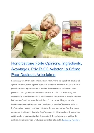 Hondrostrong Forte Opinions, Ingrédients, Avantages, Prix Et Où Acheter La Crème Pour Douleurs Articulaires