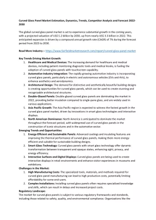 Curved Glass Panel Market Estimation, Dynamics, Trends, Competitor Analysis and