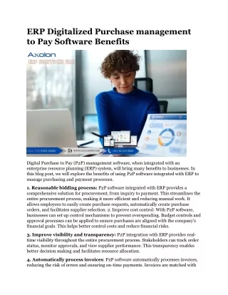 ERP Digitalized Purchase management to Pay Software Benefits
