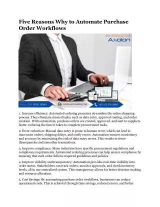 Five Reasons Why to Automate Purchase Order Workflows