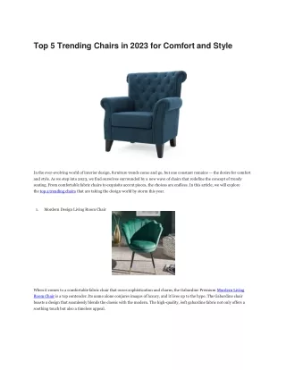 Top 5 Trending Chairs in 2023 for Comfort and Style