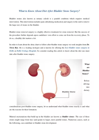 What to Know About Diet After Bladder Stone Surgery?