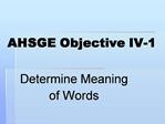 AHSGE Objective IV-1