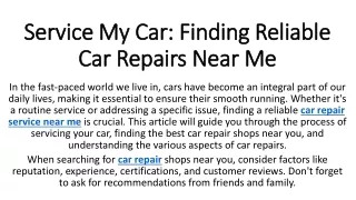 Service My Car Finding Reliable Car Repairs Near Me