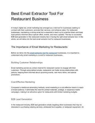 Best Email Extractor Tool For Restuarant Business