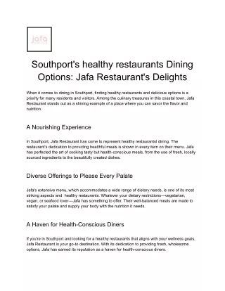 Southport's healthy restaurants Dining Options_ Jafa Restaurant's Delights