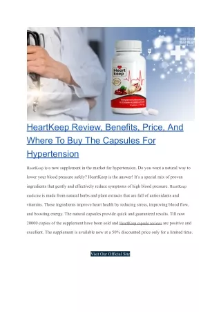 HeartKeep Review, Benefits, Price, And Where To Buy The Capsules For Hypertension