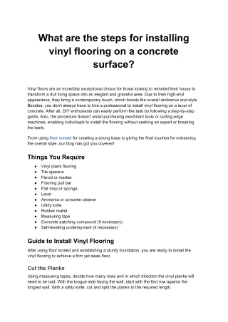 What are the steps for installing vinyl flooring on a concrete surface