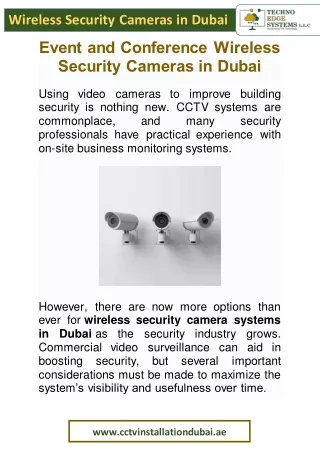 Event and Conference Wireless Security Cameras in Dubai