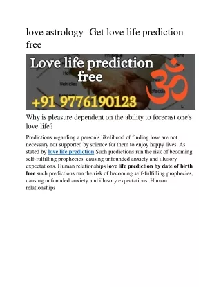 love astrology- Get love life prediction free