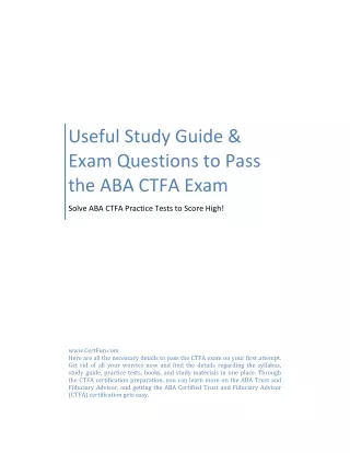 Useful Study Guide & Exam Questions to Pass the ABA CTFA Exam